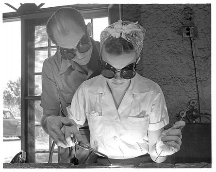 woman gas welding